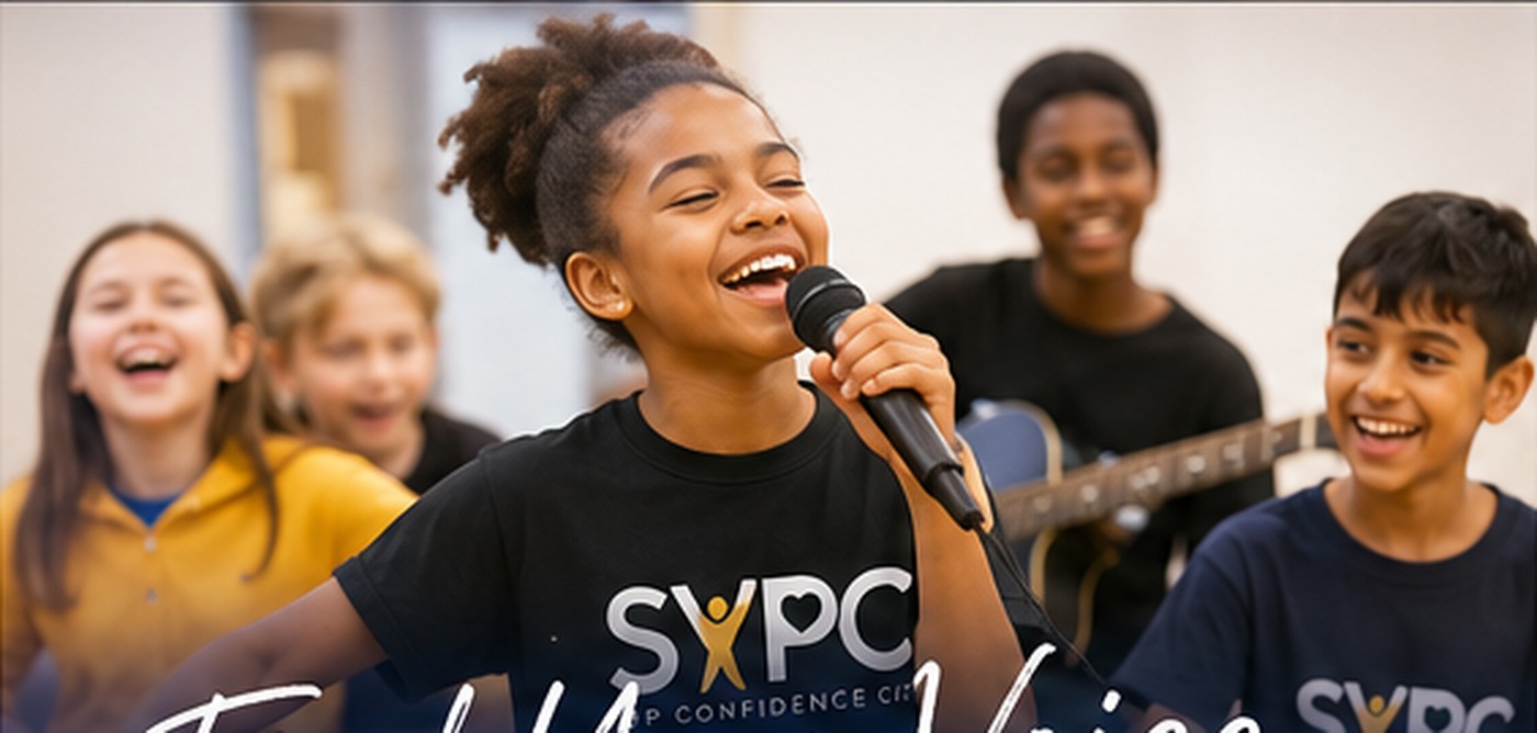 Young people enjoying a music and performance activity
